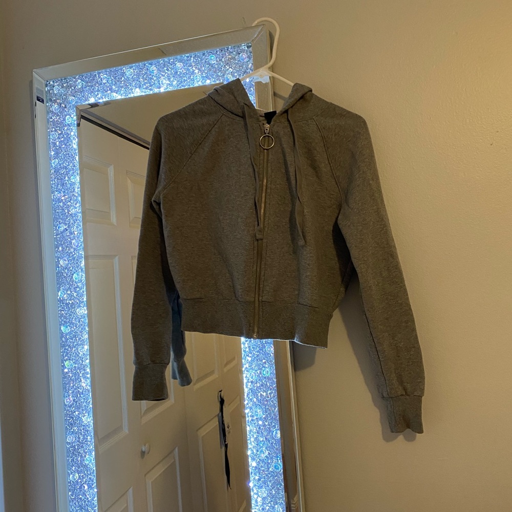 Cropped zip up sweater